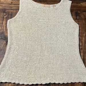 Size L cream sequined silk top